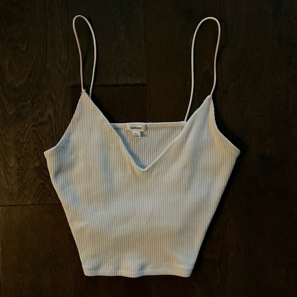 White Ribbed Cropped Tank Top - Picture 4 of 8